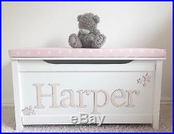 personalised toy box with padded seat