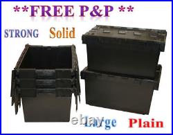 10 Black LARGE Nearly New Plastic Removal Storage Crate Box Container 80L