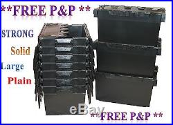10 Black LARGE Nearly New Plastic Removal Storage Crate Box Container 80L