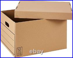 10 Large Strong CardBoard Archive Storage Boxes Lids Office Durable Box File UK