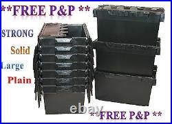10 New Large Black Plastic Storage Crate Containers 80L