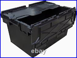 10 X Large Plastic 80 Litre Heavy Duty Storage Boxes (71 X 46 X 36.8Cm) Black LC