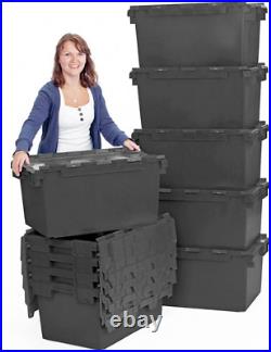 10 X Large Plastic 80 Litre Heavy Duty Storage Boxes (71 X 46 X 36.8Cm) Black LC