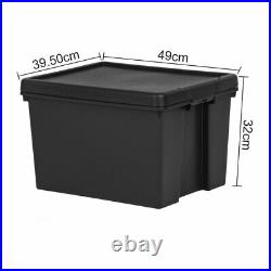 10 x 45L BLACK Heavy Duty Stackable Storage Box With Lids 100% Recycled Plastic