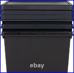 10 x 45L BLACK Heavy Duty Stackable Storage Box With Lids 100% Recycled Plastic