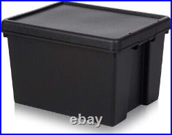 10 x 45L BLACK Heavy Duty Stackable Storage Box With Lids 100% Recycled Plastic