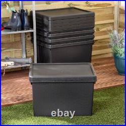 10 x 45L BLACK Heavy Duty Stackable Storage Box With Lids 100% Recycled Plastic