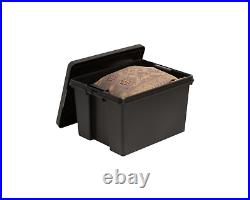 10 x 45L BLACK Heavy Duty Stackable Storage Box With Lids 100% Recycled Plastic