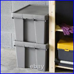 10 x 45L Grey Upcycled Plastic Storage Boxes & Lids Heavy Duty Container Garage