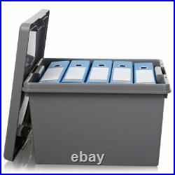 10 x 45L Grey Upcycled Plastic Storage Boxes & Lids Heavy Duty Container Garage