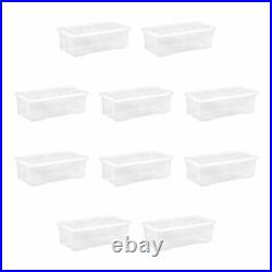 10 x 62L Large Clear Plastic Storage Boxes with Lids Underbed Storage Containers