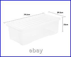 10 x 62L Large Clear Plastic Storage Boxes with Lids Underbed Storage Containers