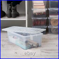 10 x 62L Large Clear Plastic Storage Boxes with Lids Underbed Storage Containers