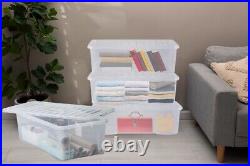 10 x 62L Large Clear Plastic Storage Boxes with Lids Underbed Storage Containers