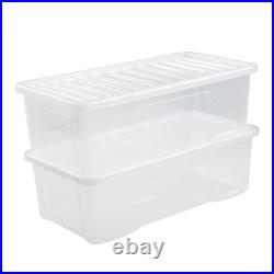 10 x 62L Large Clear Plastic Storage Boxes with Lids Underbed Storage Containers