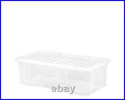 10 x 62L Large Clear Plastic Storage Boxes with Lids Underbed Storage Containers