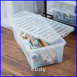 10 x 62L Large Clear Plastic Storage Boxes with Lids Underbed Storage Containers