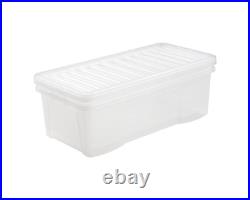 10 x 62L Large Clear Plastic Storage Boxes with Lids Underbed Storage Containers