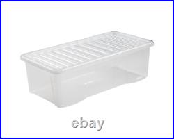 10 x 62L Large Clear Plastic Storage Boxes with Lids Underbed Storage Containers