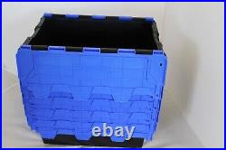 10 x Black/Blue LARGE New Removal Storage Crate Box Container 80L