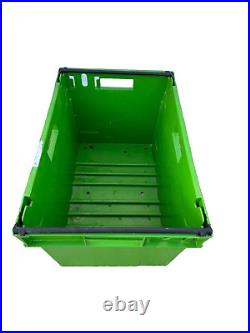 10 x Green Extra Deep Storage Crates Plastic Stacking Boxes 60 x 40 x 35cm