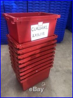 10 x Heavy Duty Plastic Storage / Removal Crates (Red)