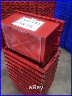 10 x Heavy Duty Plastic Storage / Removal Crates (Red)