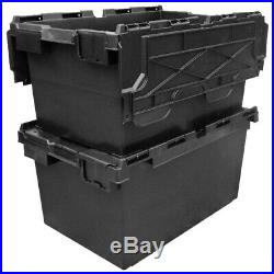10 x LARGE Black Plastic Crates Storage Box Containers 80L