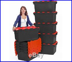 10 x LARGE Plastic Crates Storage Box Containers 80L BLK/RED LID