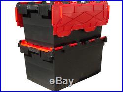 10 x LARGE Plastic Crates Storage Box Containers 80L BLK/RED LID