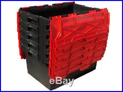 10 x LARGE Plastic Crates Storage Box Containers 80L BLK/RED LID