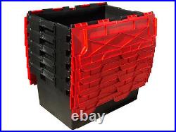 10 x LARGE Plastic Crates Storage Box Containers 80L BLK/RED LID