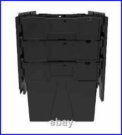 10 x NEW BLACK 65 Litre Plastic Storage Boxes Containers Crates Totes with Lids