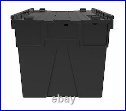 10 x NEW BLACK 65 Litre Plastic Storage Boxes Containers Crates Totes with Lids