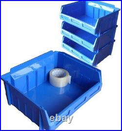 10 x SIZE 5 EX LARGE BLUE PLASTIC STORAGE STACKING PICKING BINS BOXES