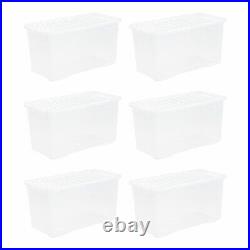 110L Extra Large Storage Box With Lid Crystal Clear Plastic Stackable Containers