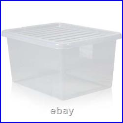 110L Wham Crystal Clear Plastic Storage Container Boxes with Secure Clip on Lid