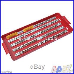 110pc Large Deep Socket Set Rail Rack Tray 1/4 3/8 1/2 Clip Tool Box Storage