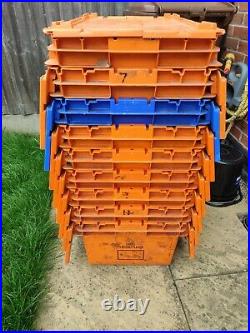 11 Heavy Duty Plastic Storage Boxes 84 litres Crates Stackable Lids 700400310