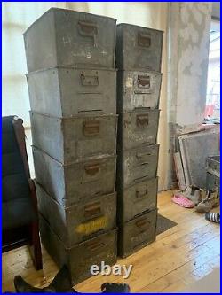 12 Industrial Galvanised Tote Pans Bins Metal Storage Boxes