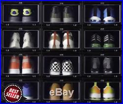 12 New Black Drop Front Shoe Box Men's Large Sneakers Storage Organizers
