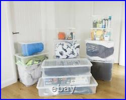 12 x 62L Large Clear Plastic Storage Boxes with Lids Underbed Storage Containers