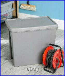 12 x 92L Heavy Duty Large Storage Boxes with Lids Plastic Industrial Containers