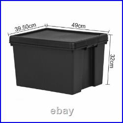 12 x Black Storage Box with Lids Heavy Duty Recycled Plastic Stackable Container