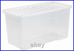 12 x Extra Large 110 Litres Storage Box with Lids Clear Plastic Containers UK