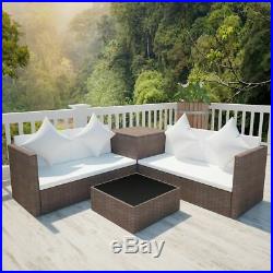 14 Pcs Garden Rattan Sofa Set with Large Storage Box Brown Outdoor Patio H2J0
