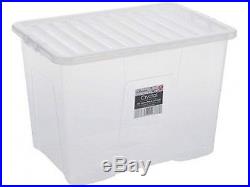 15 X Containers Plastic Storage Boxes With Lids Large 80ltr Made In Uk New