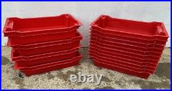 15 x Red Solid Plastic Nestable Stacking Euro Boxes Storage Tote 600 x 400 x 120