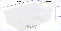 15 x Wham Strong Plastic Storage Boxes Clear Box With Lid Home Office Stackable