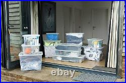15x Wham Large Plastic Storage Clear Box Clear Lid Container Home/Kitchen 32ltr